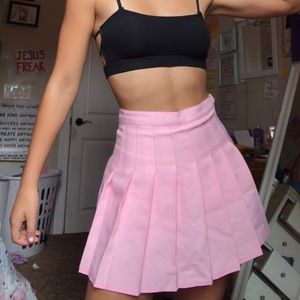 Pink Pleated mini-skirt